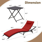Set chaise lounge da esterno Kullavik in 3 pezzi