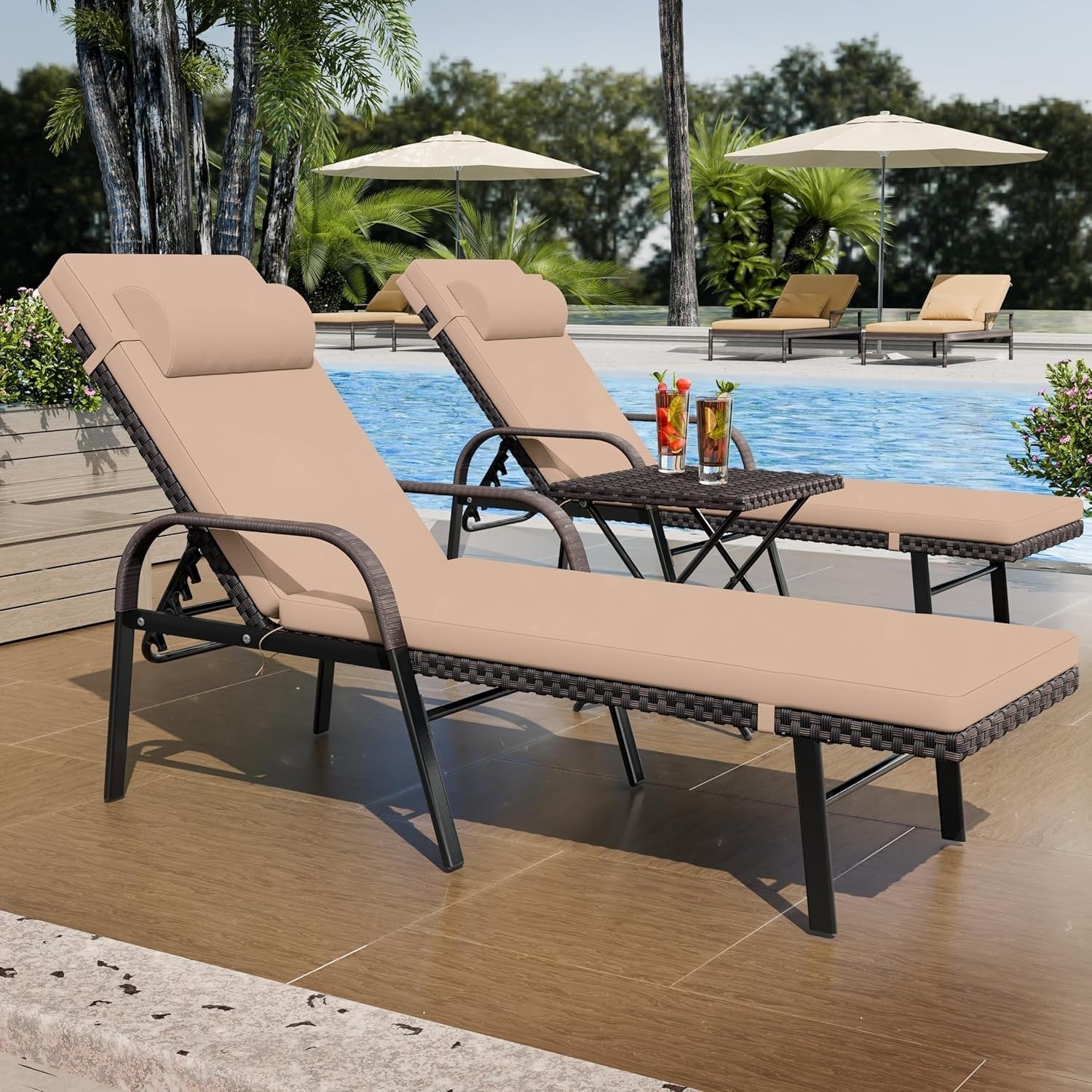 Set chaise lounge da esterno Kullavik in 3 pezzi