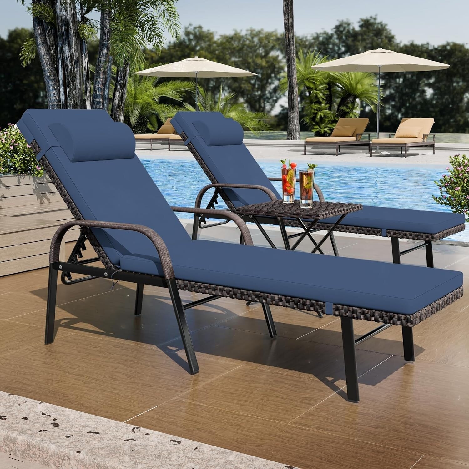 Set chaise lounge da esterno Kullavik in 3 pezzi