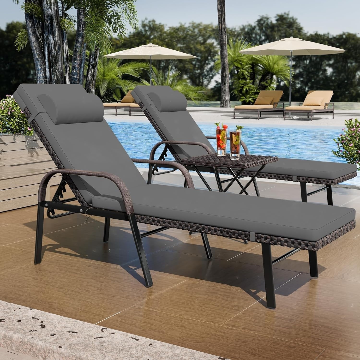 Set chaise lounge da esterno Kullavik in 3 pezzi