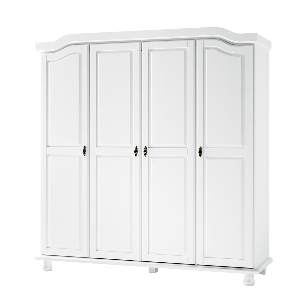 Armadio guardaroba Kyle a 4 ante in legno massello al 100% di Palace Imports con ante in legno massello o a specchio