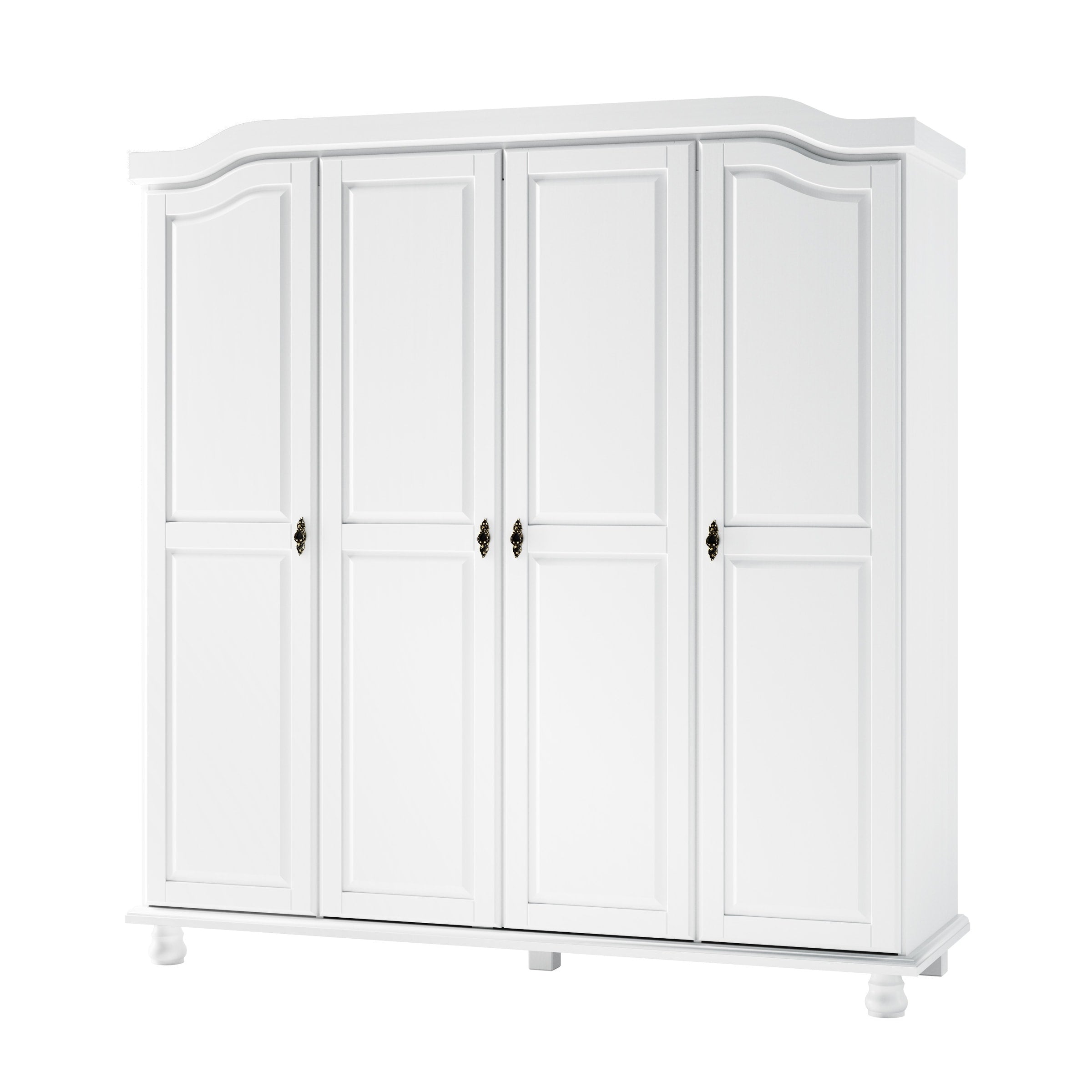 Armadio guardaroba Kyle a 4 ante in legno massello al 100% di Palace Imports con ante in legno massello o a specchio