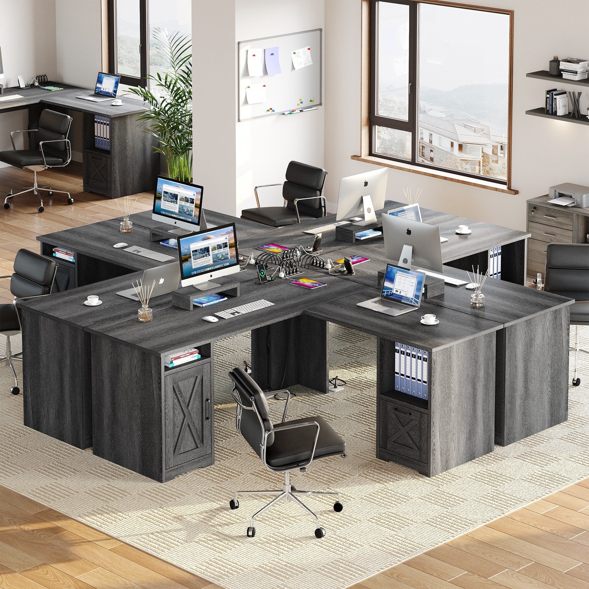 Scrivania da gioco a forma di L Moasis da 59 pollici, scrivania angolare per computer con supporto per monitor