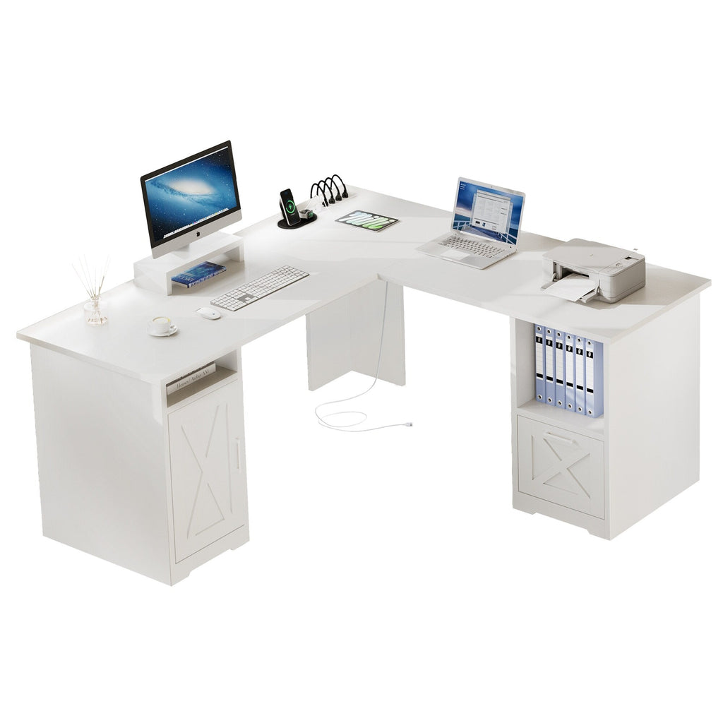Scrivania da gioco a forma di L Moasis da 59 pollici, scrivania angolare per computer con supporto per monitor