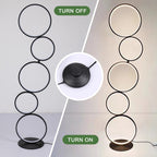 Lampada da terra moderna a LED dimmerabile, lampada da terra angolare luminosa a 3 vie con 5 anelli per soggiorno