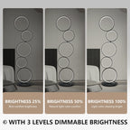 Lampada da terra moderna a LED dimmerabile, lampada da terra angolare luminosa a 3 vie con 5 anelli per soggiorno
