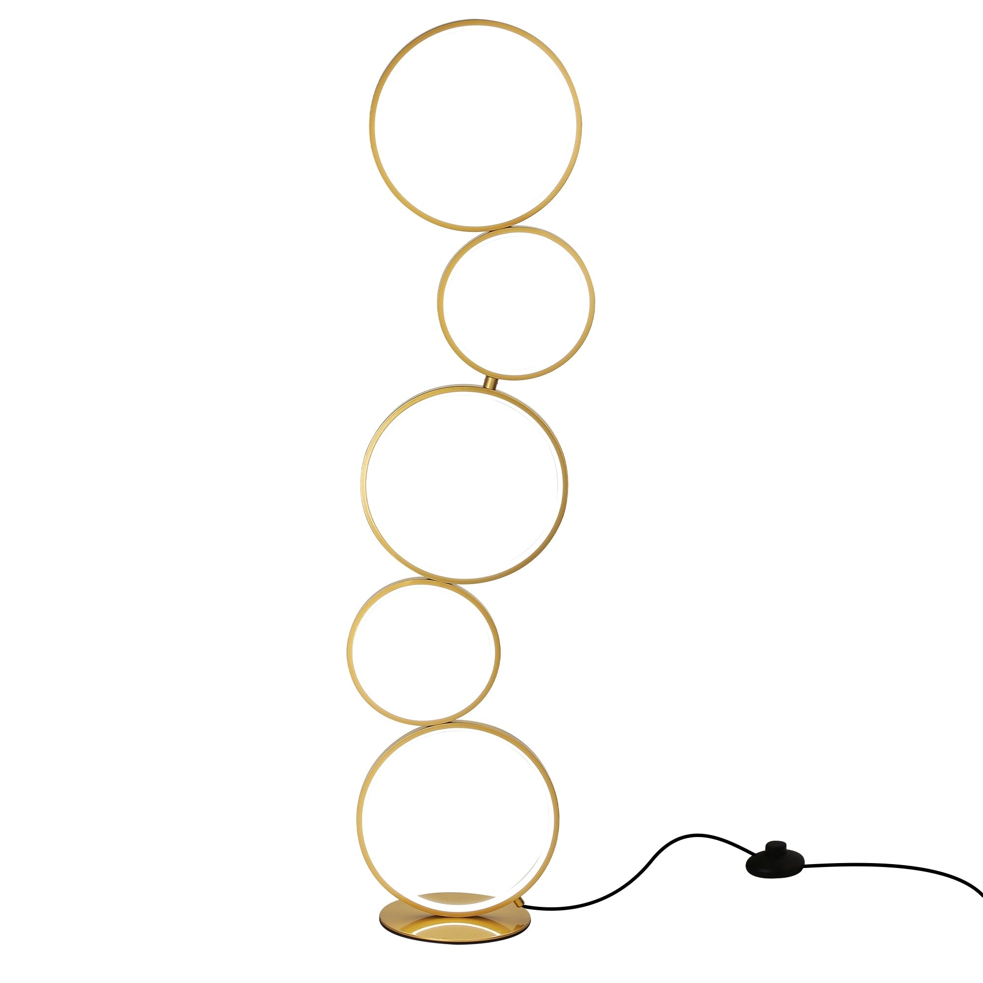 Lampada da terra moderna a LED dimmerabile, lampada da terra angolare luminosa a 3 vie con 5 anelli per soggiorno