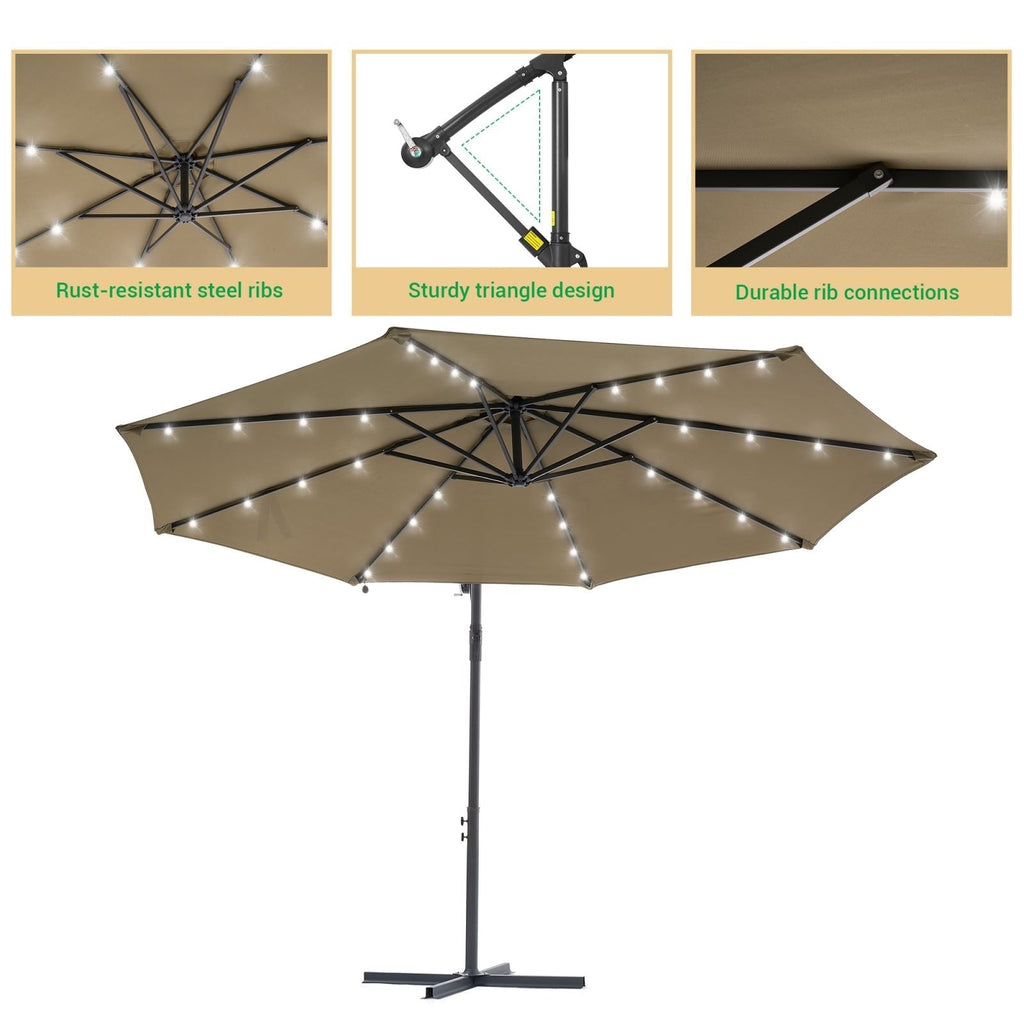 LIVOOSUN ombrellone da giardino a LED da 10 piedi con base a croce