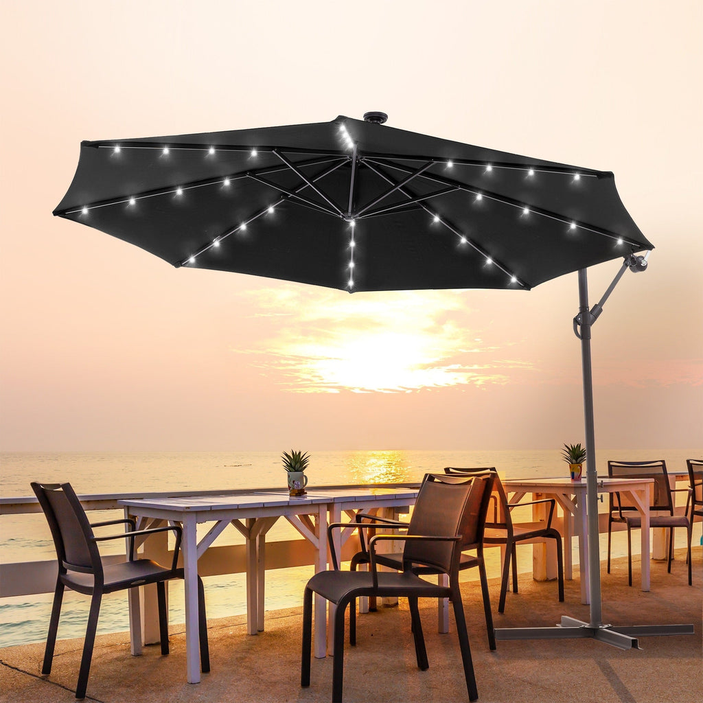 LIVOOSUN ombrellone da giardino a LED da 10 piedi con base a croce