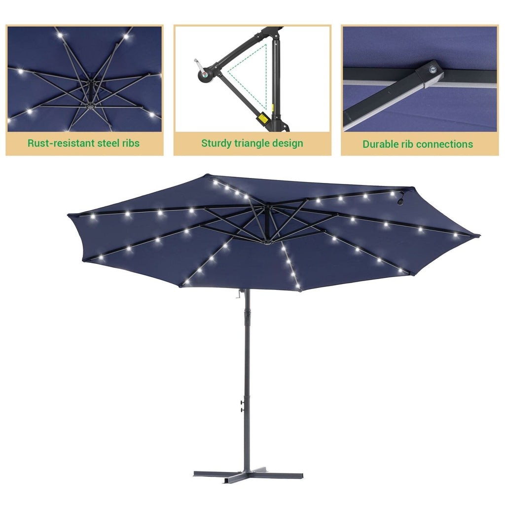 LIVOOSUN ombrellone da giardino a LED da 10 piedi con base a croce