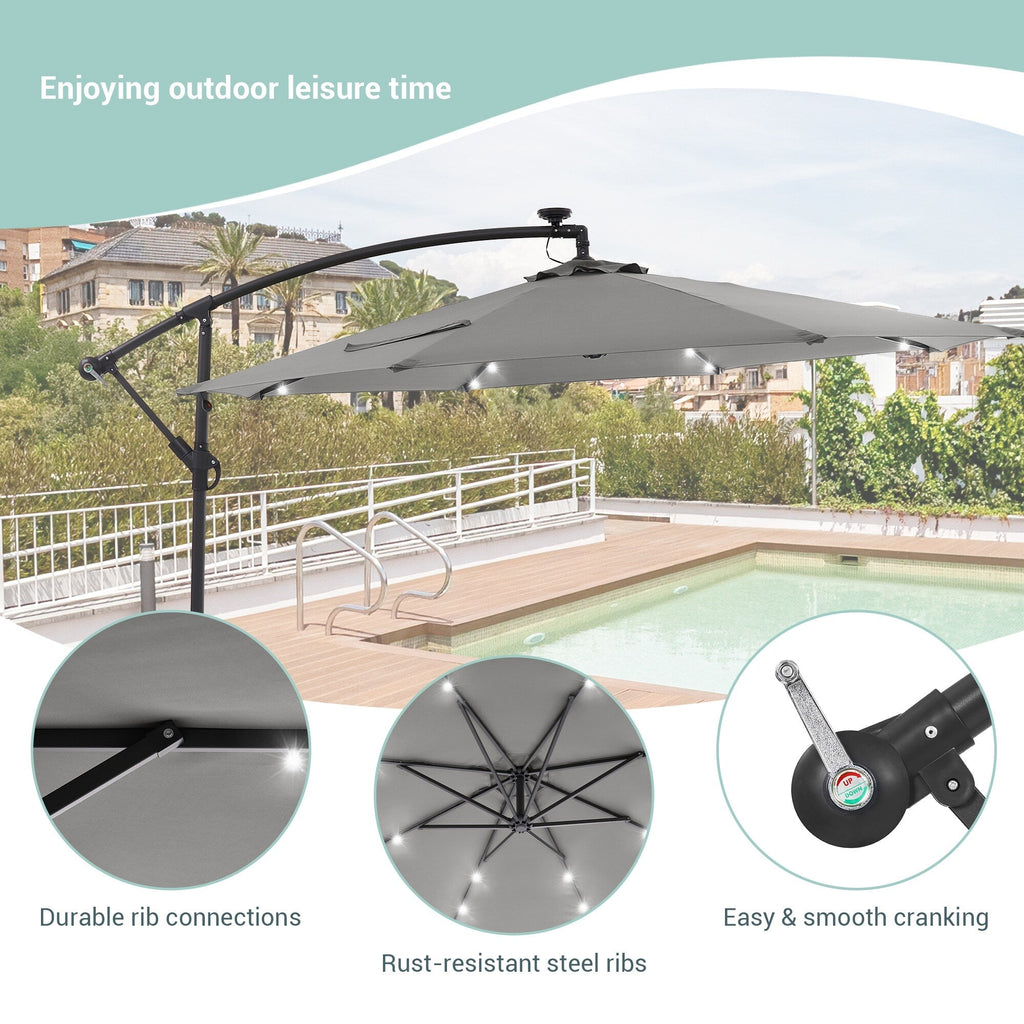 LIVOOSUN ombrellone da giardino a LED da 10 piedi con base a croce