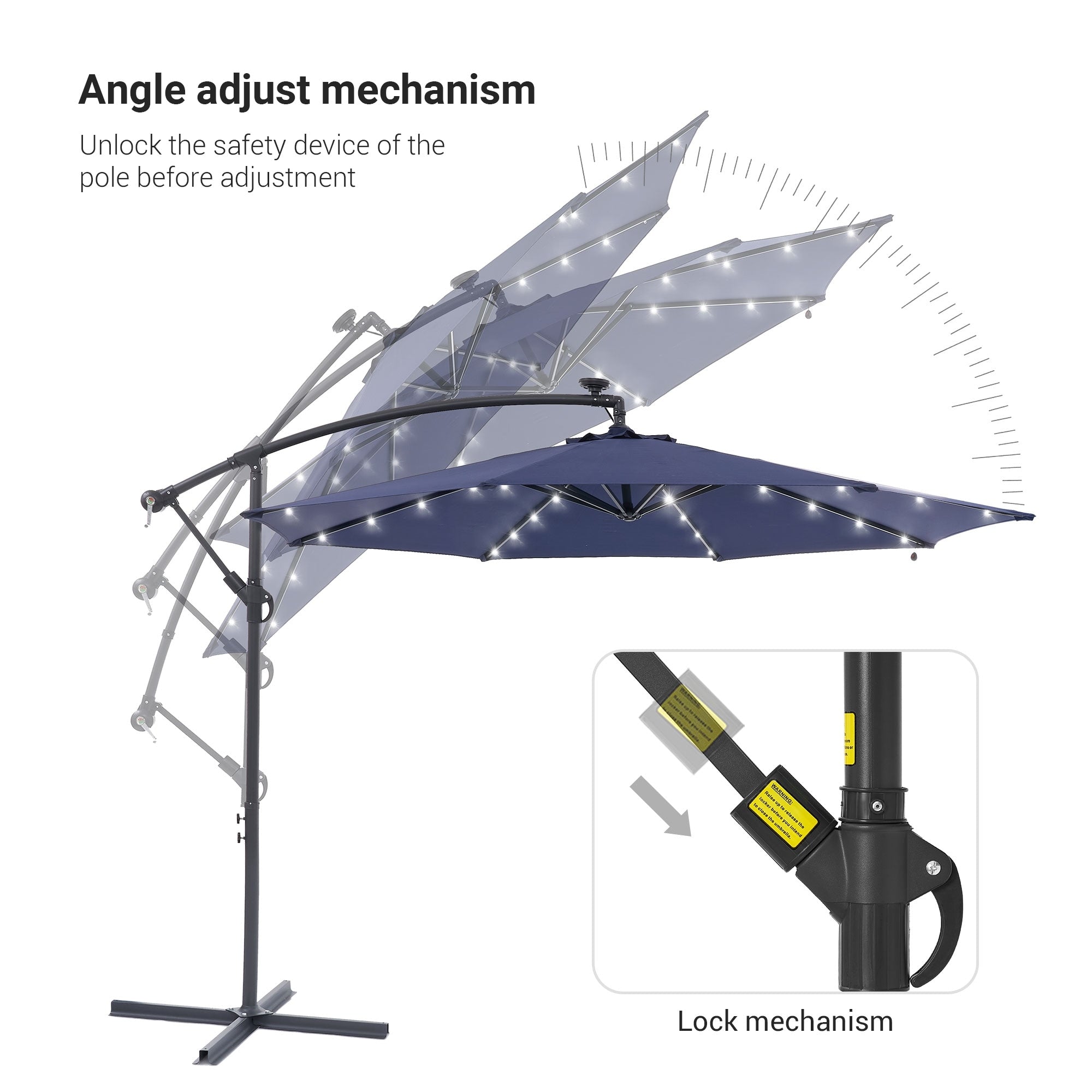 LIVOOSUN ombrellone da giardino a LED da 10 piedi con base a croce