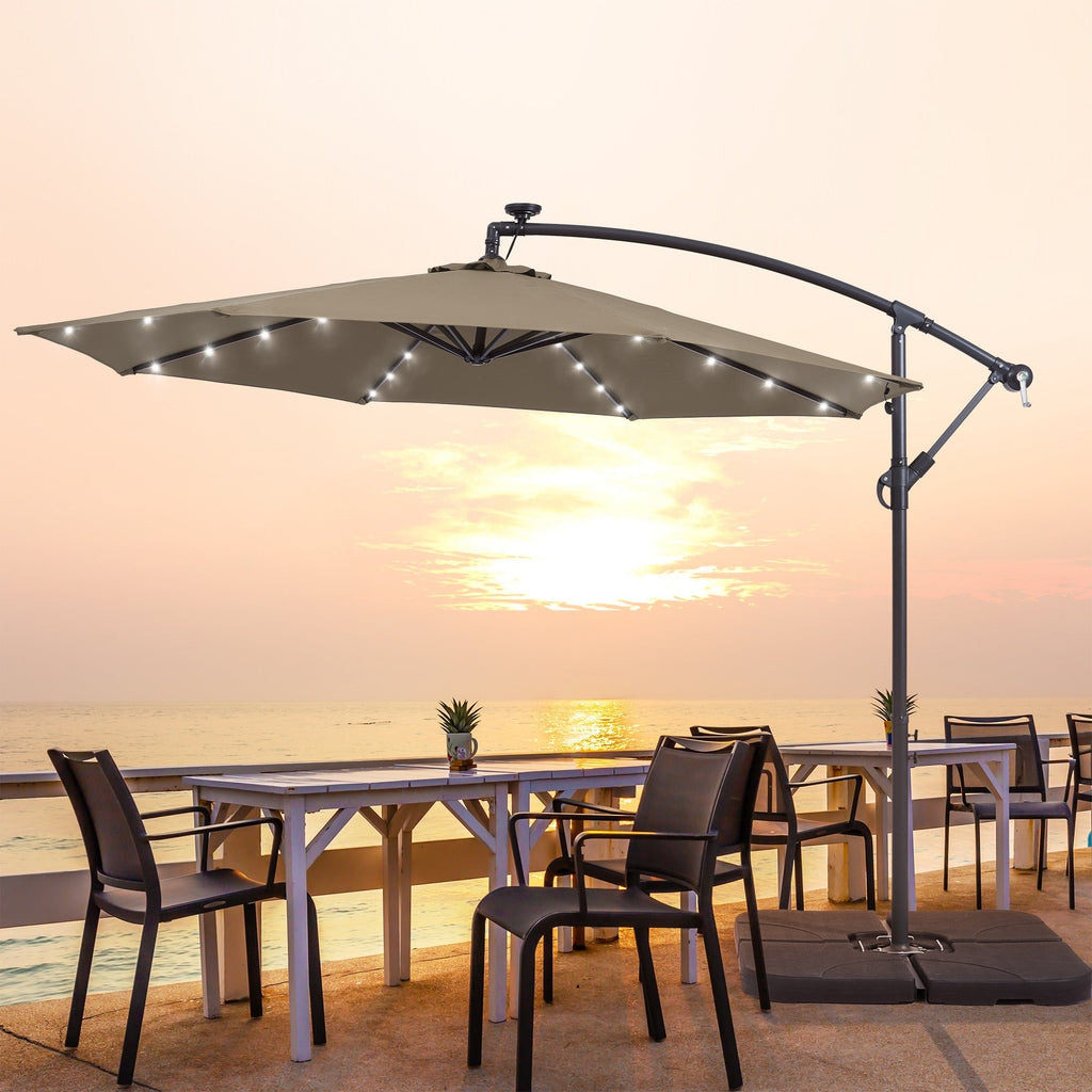 LIVOOSUN ombrellone da giardino a LED da 10 piedi con base a croce