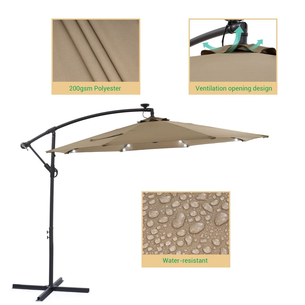 LIVOOSUN ombrellone da giardino a LED da 10 piedi con base a croce