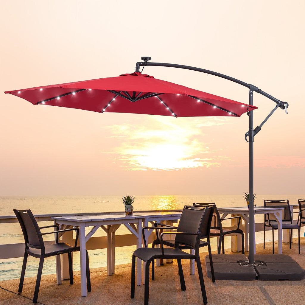 LIVOOSUN ombrellone da giardino a LED da 10 piedi con base a croce