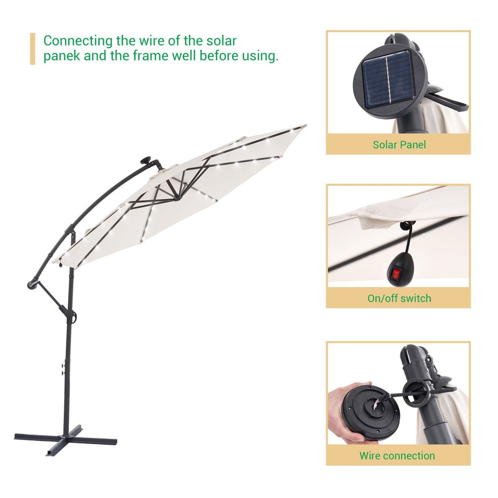 LIVOOSUN ombrellone da giardino a LED da 10 piedi con base a croce