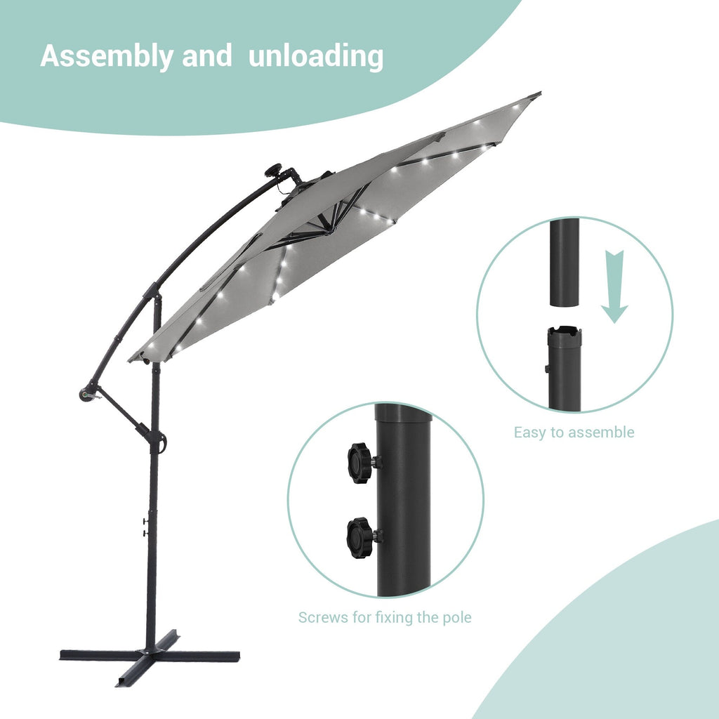 LIVOOSUN ombrellone da giardino a LED da 10 piedi con base a croce