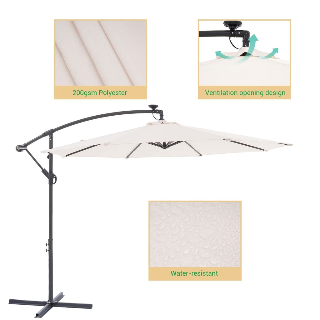 LIVOOSUN ombrellone da giardino a LED da 10 piedi con base a croce