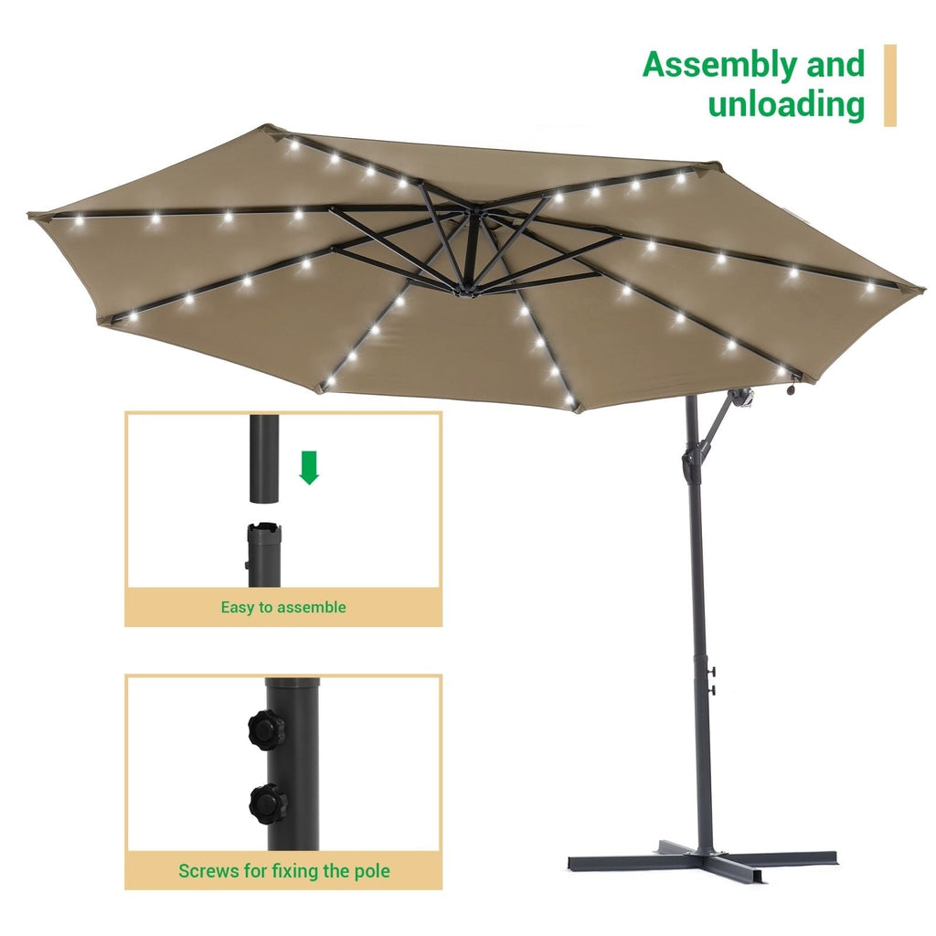 LIVOOSUN ombrellone da giardino a LED da 10 piedi con base a croce