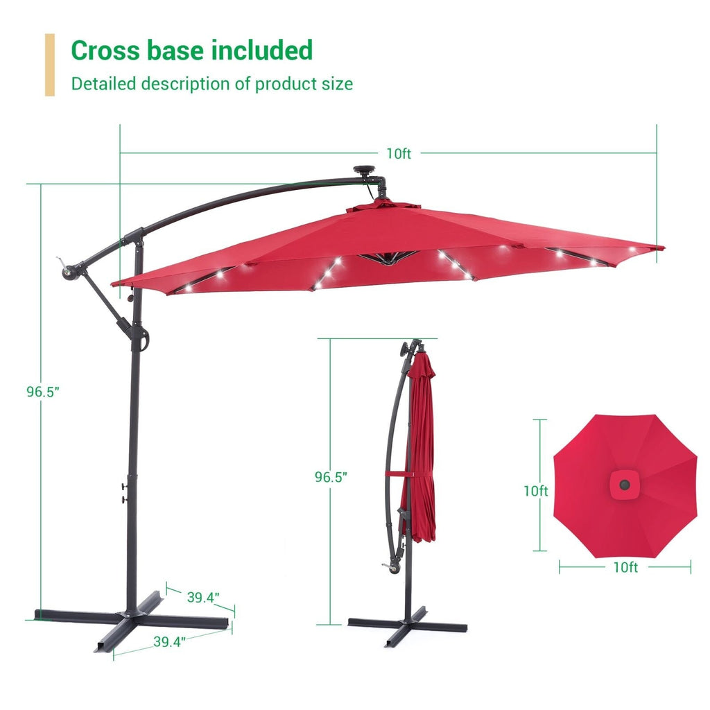 LIVOOSUN ombrellone da giardino a LED da 10 piedi con base a croce