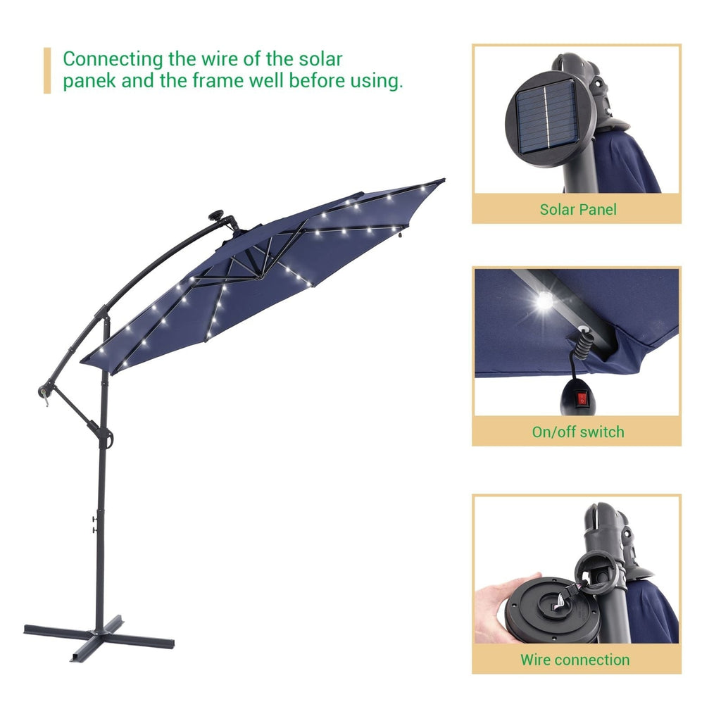 LIVOOSUN ombrellone da giardino a LED da 10 piedi con base a croce