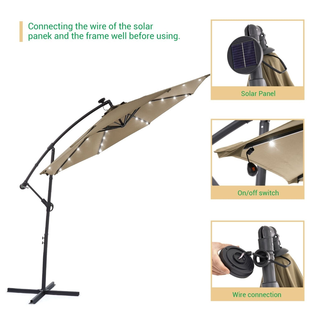 LIVOOSUN ombrellone da giardino a LED da 10 piedi con base a croce