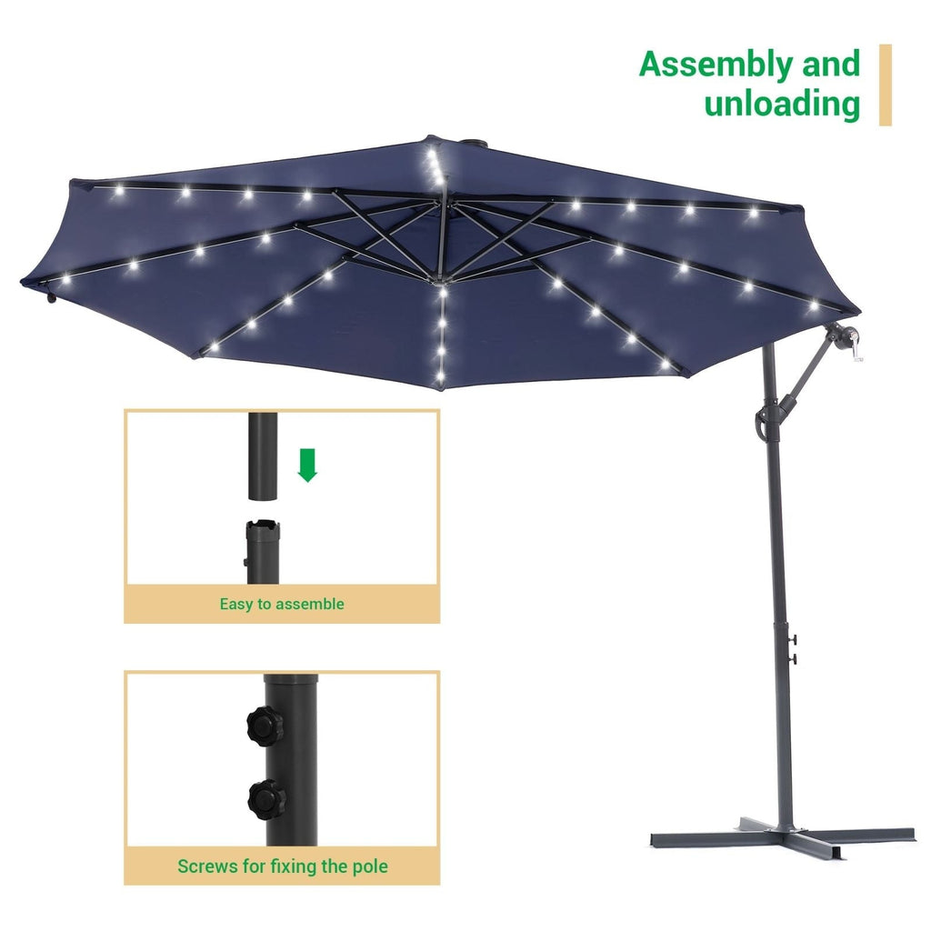 LIVOOSUN ombrellone da giardino a LED da 10 piedi con base a croce