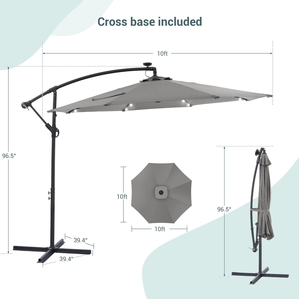 LIVOOSUN ombrellone da giardino a LED da 10 piedi con base a croce