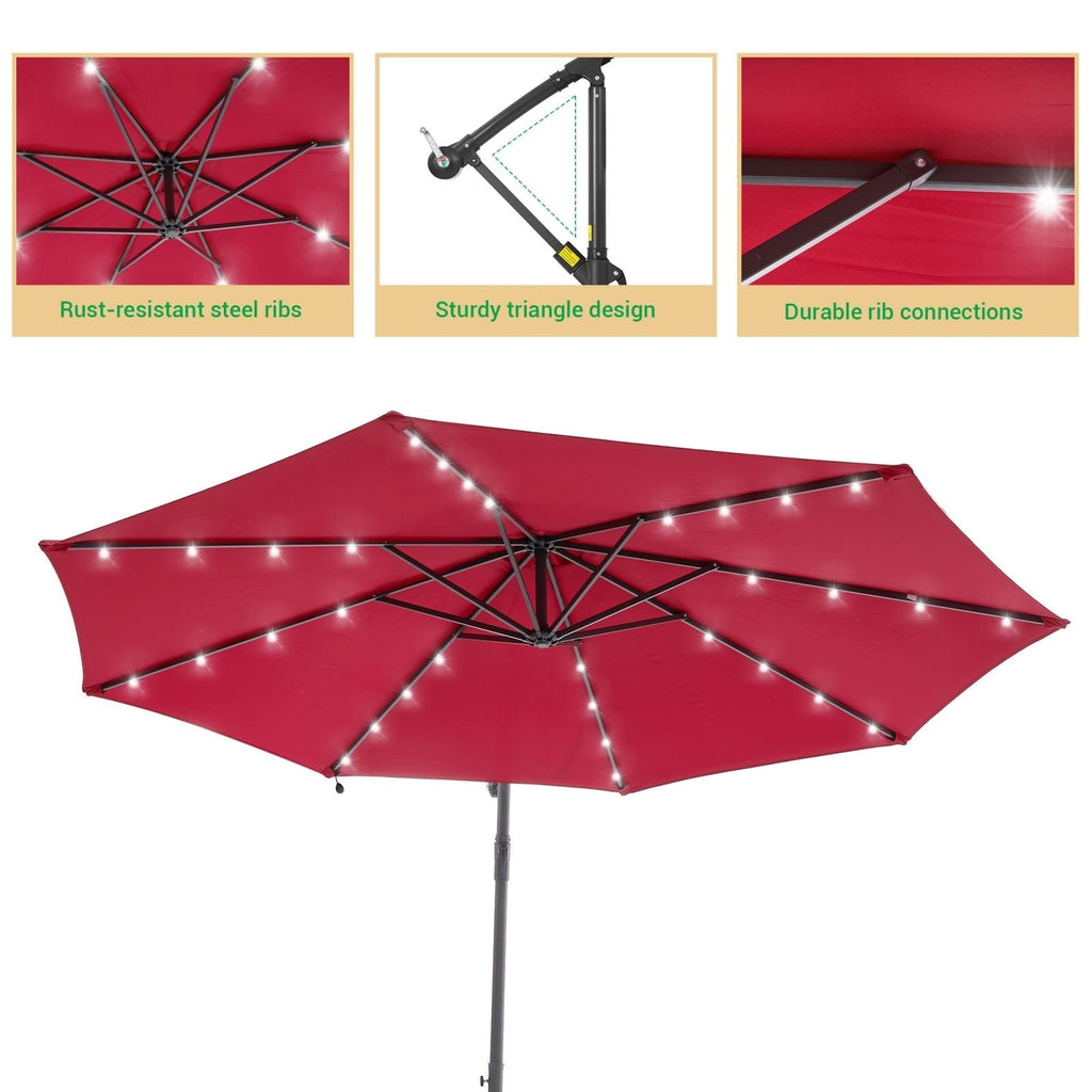 LIVOOSUN ombrellone da giardino a LED da 10 piedi con base a croce