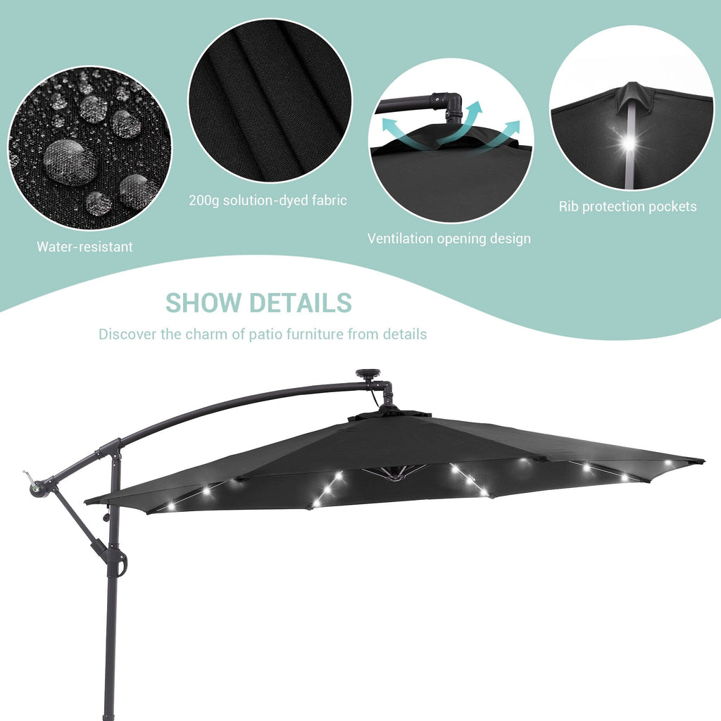 LIVOOSUN ombrellone da giardino a LED da 10 piedi con base a croce