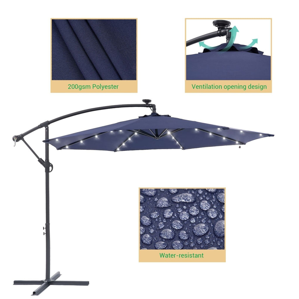 LIVOOSUN ombrellone da giardino a LED da 10 piedi con base a croce