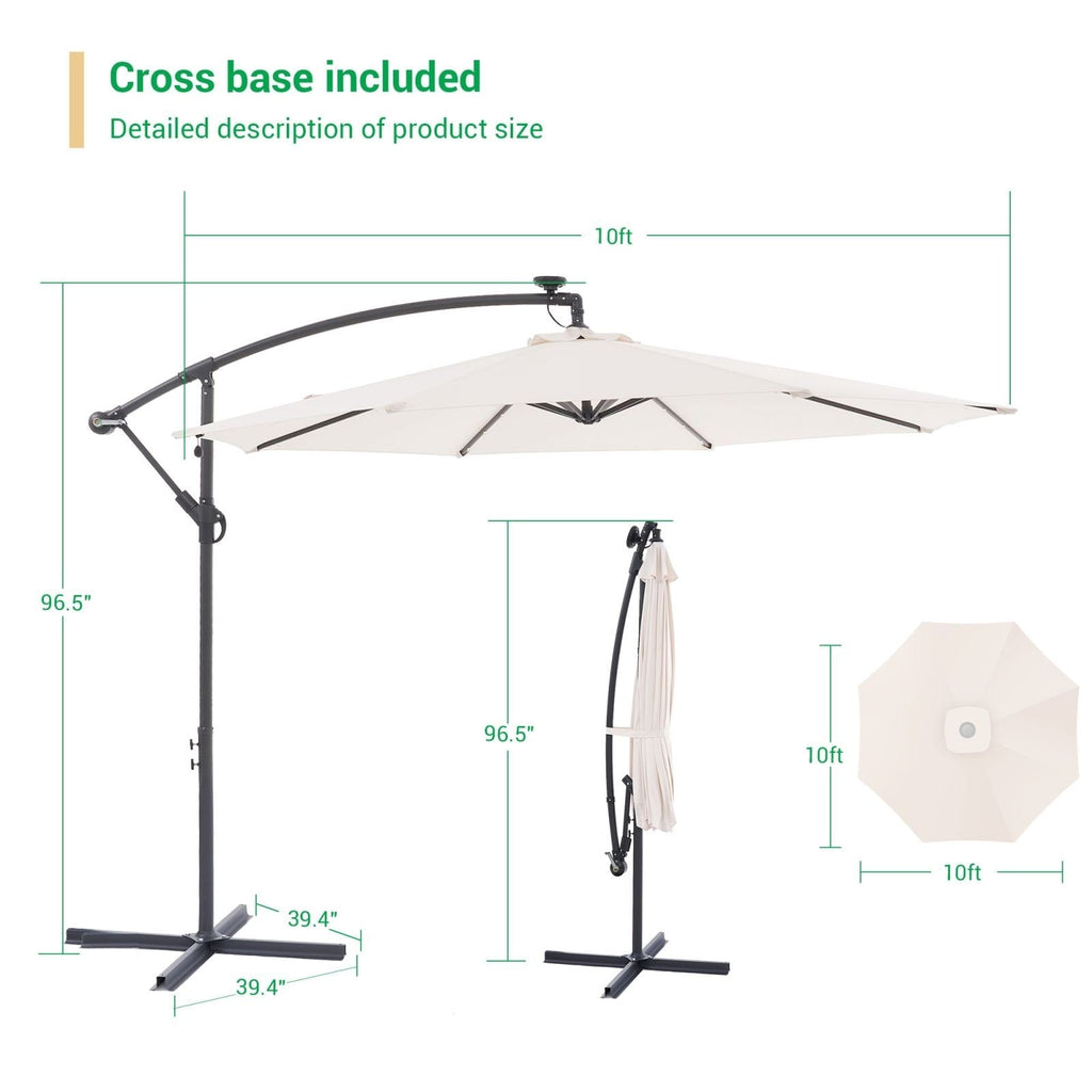 LIVOOSUN ombrellone da giardino a LED da 10 piedi con base a croce