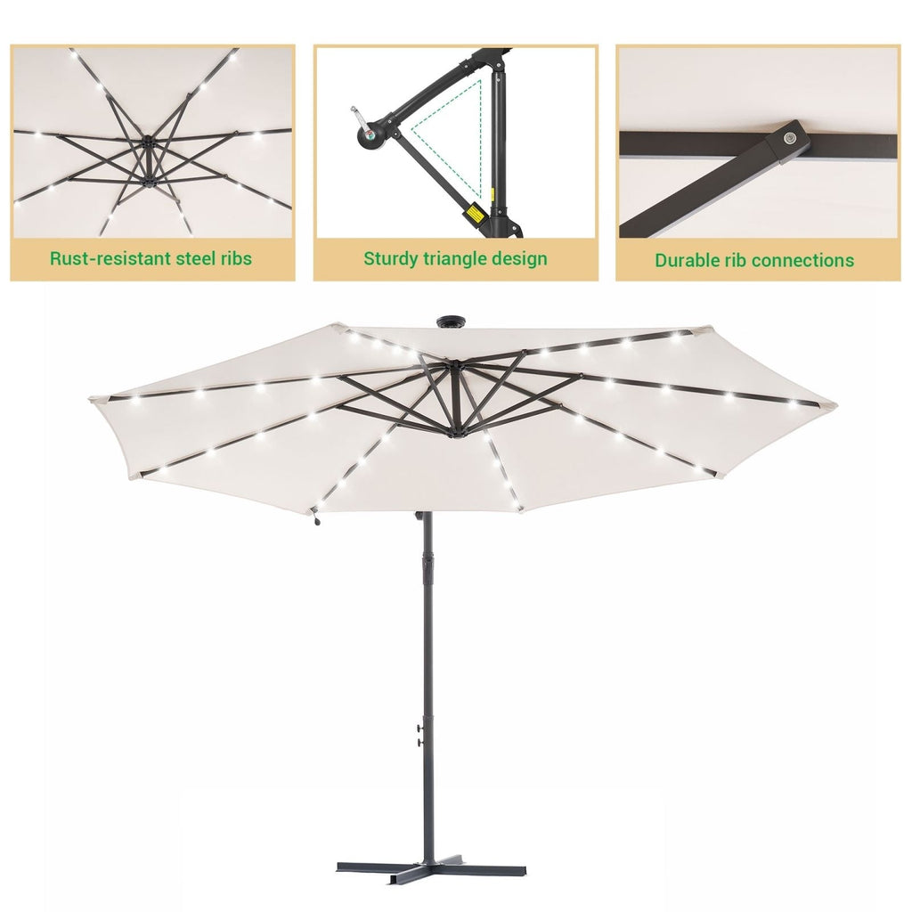 LIVOOSUN ombrellone da giardino a LED da 10 piedi con base a croce