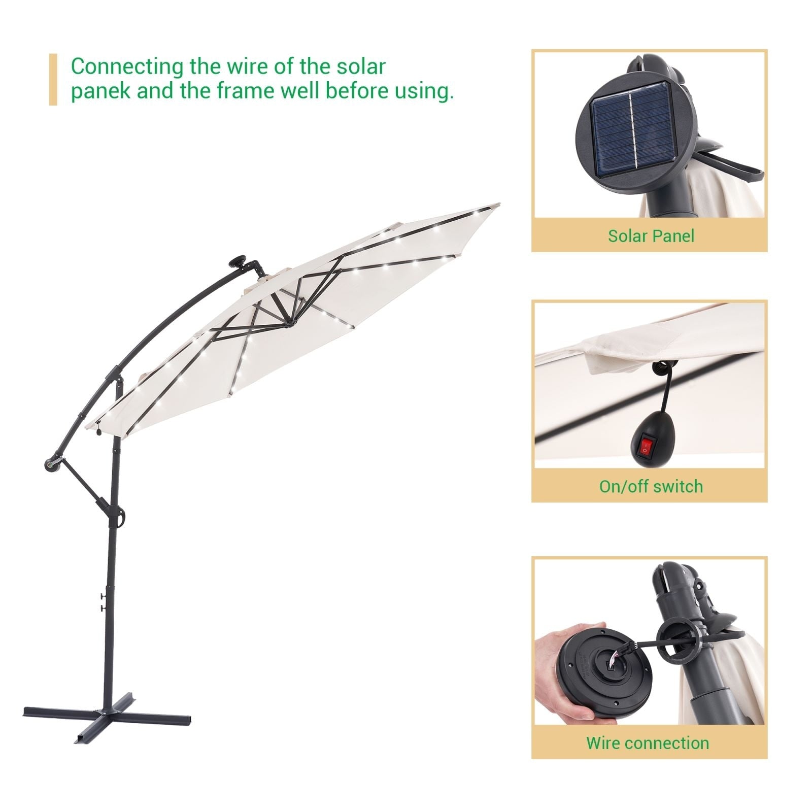LIVOOSUN ombrellone da giardino a LED da 10 piedi con base a croce