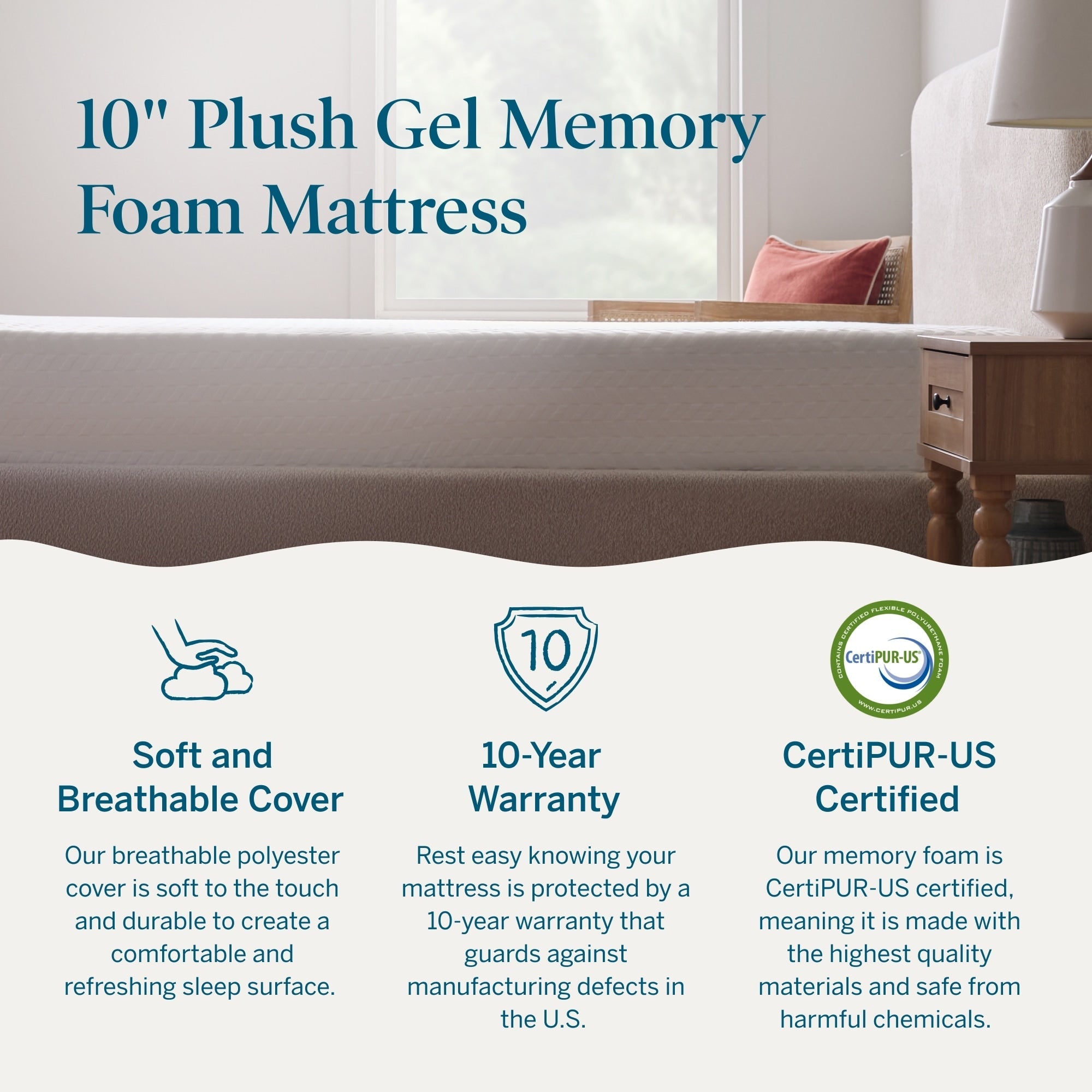 Materasso in memory foam di lusso Lucid da 10 pollici