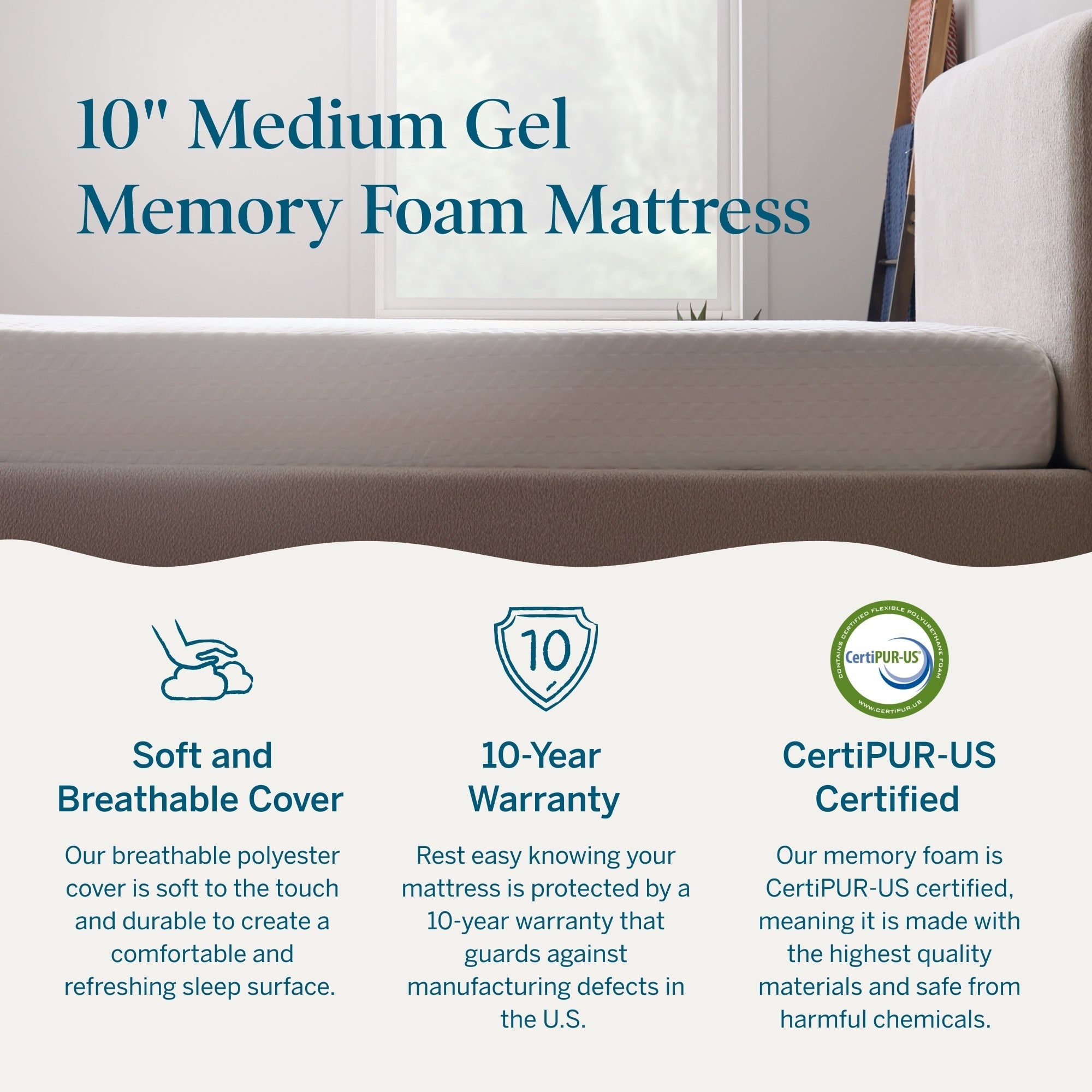 Materasso in memory foam di lusso Lucid da 10 pollici