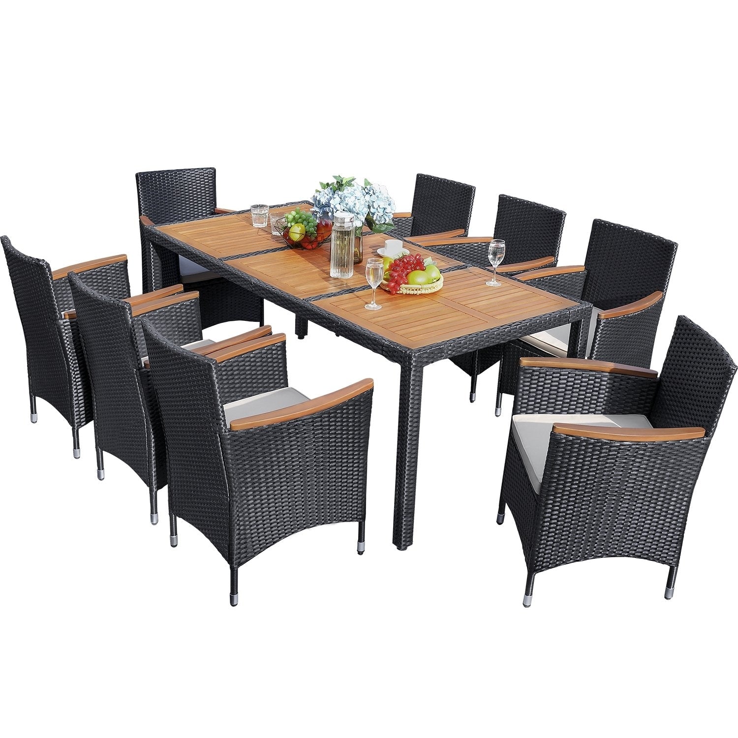 Set da pranzo per esterni in vimini/legno di acacia Lacoo PE