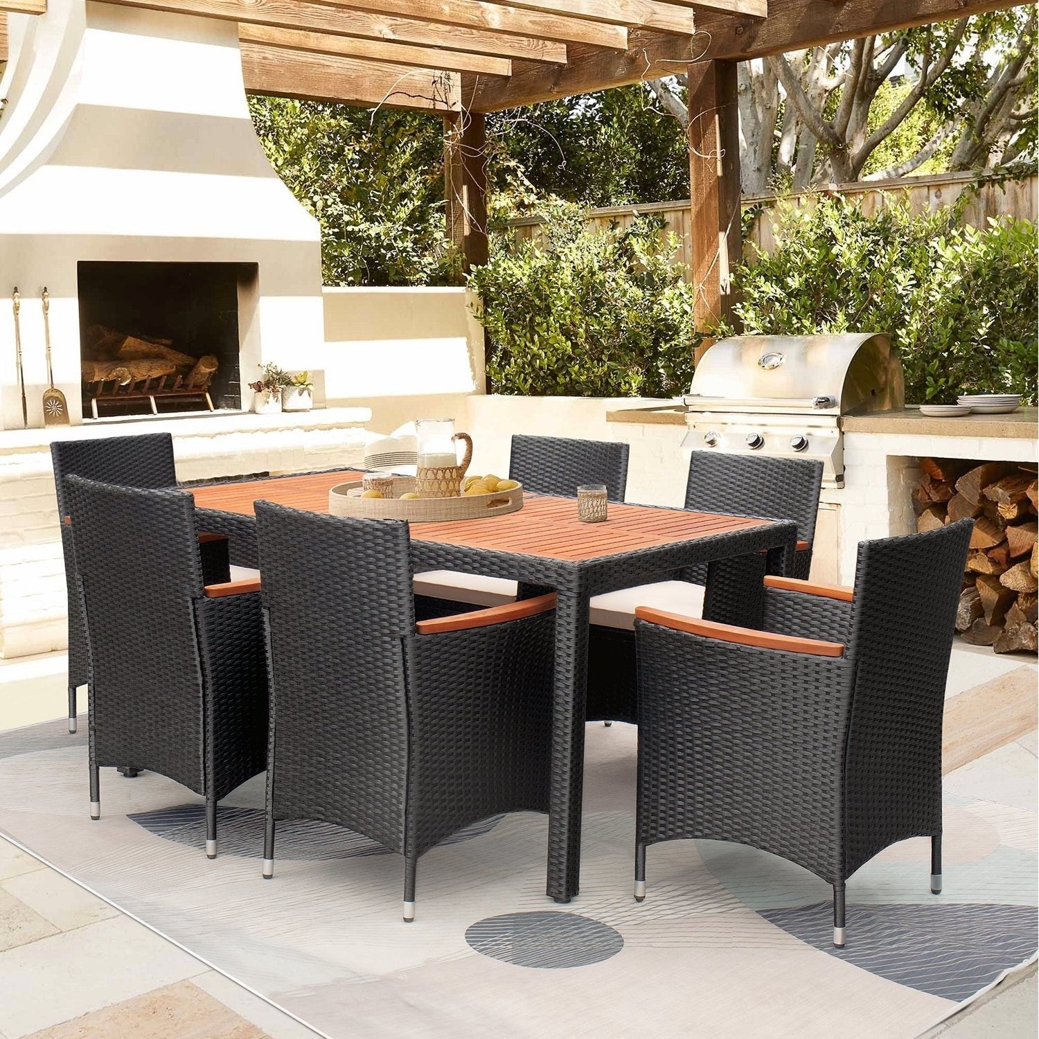 Set da pranzo per esterni in vimini/legno di acacia Lacoo PE
