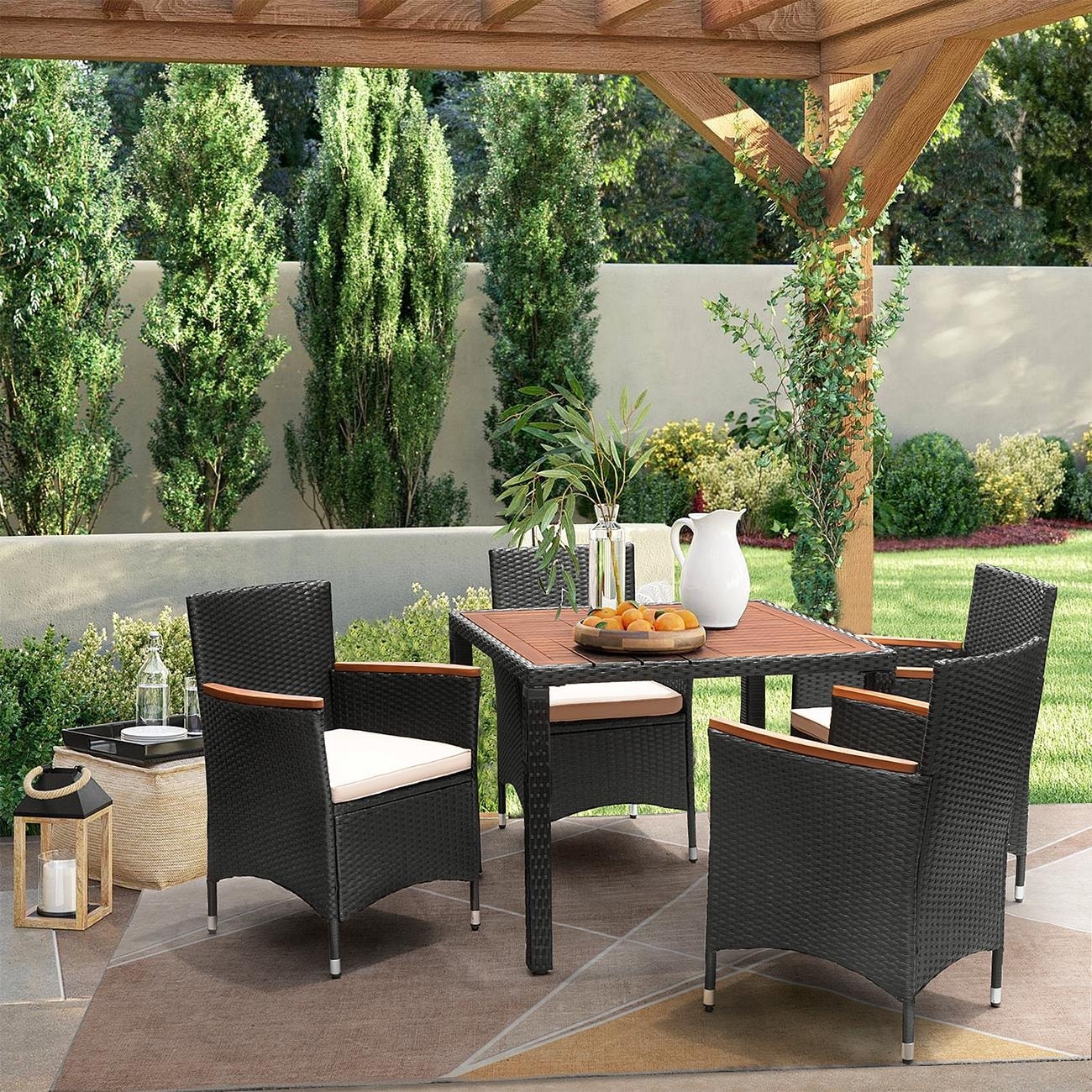 Set da pranzo per esterni in vimini/legno di acacia Lacoo PE
