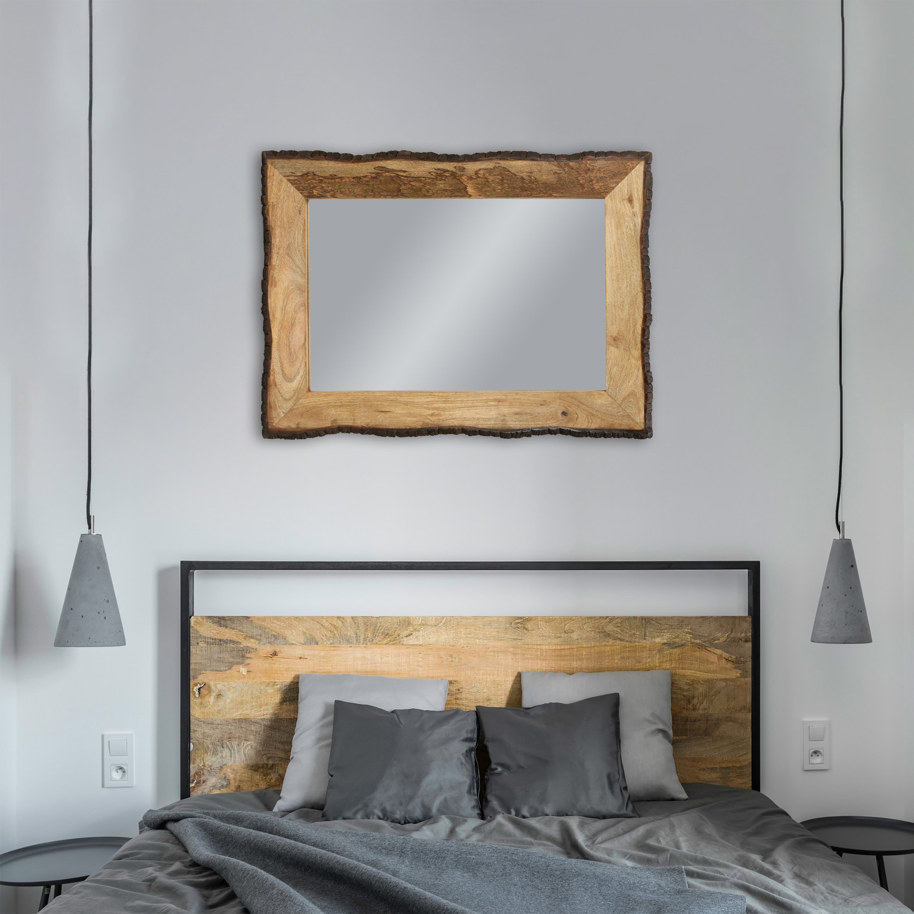 Specchio da parete rettangolare in legno e vetro marrone e marrone chiaro Lamont River of Goods - 39 x 1,25 x 28