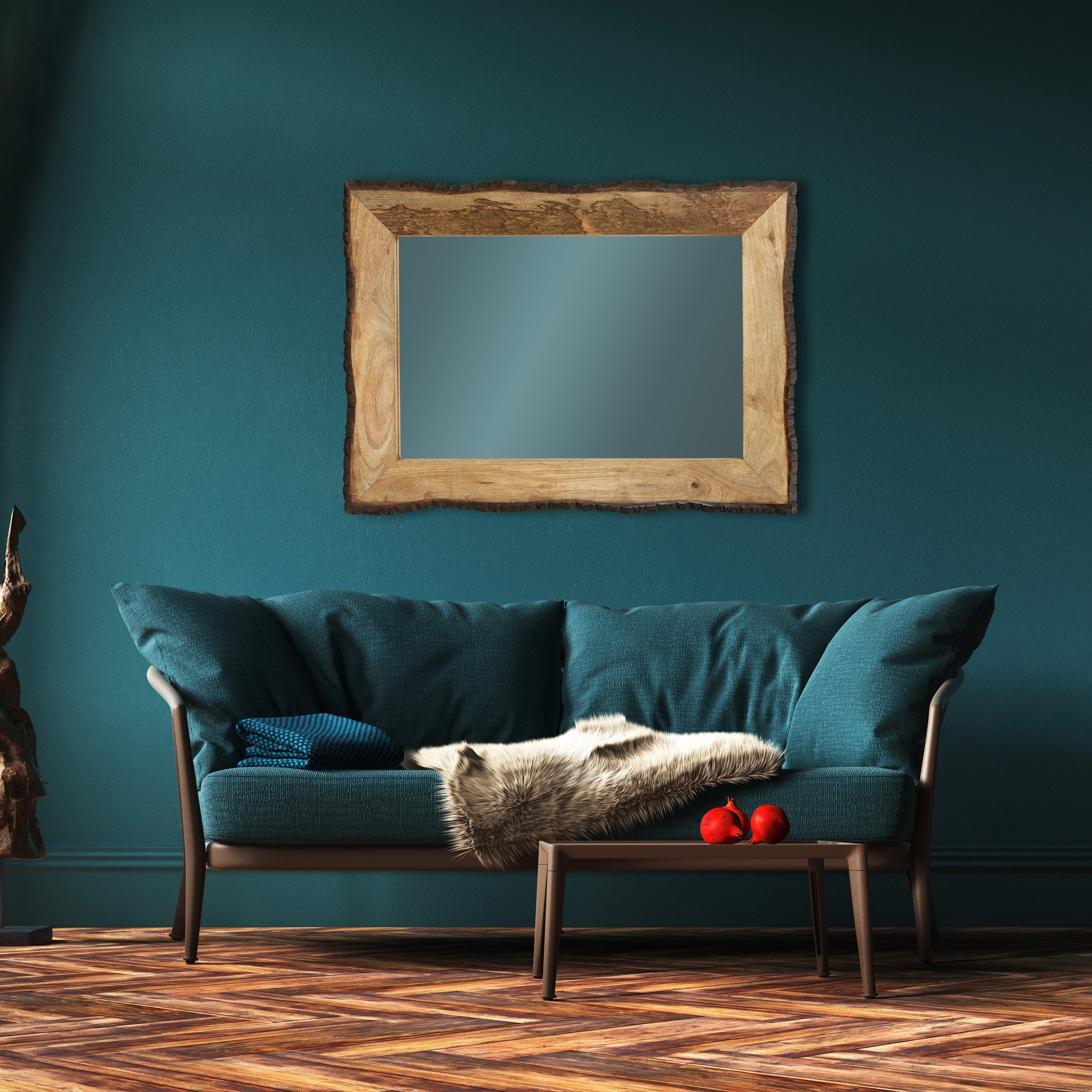Specchio da parete rettangolare in legno e vetro marrone e marrone chiaro Lamont River of Goods - 39 x 1,25 x 28