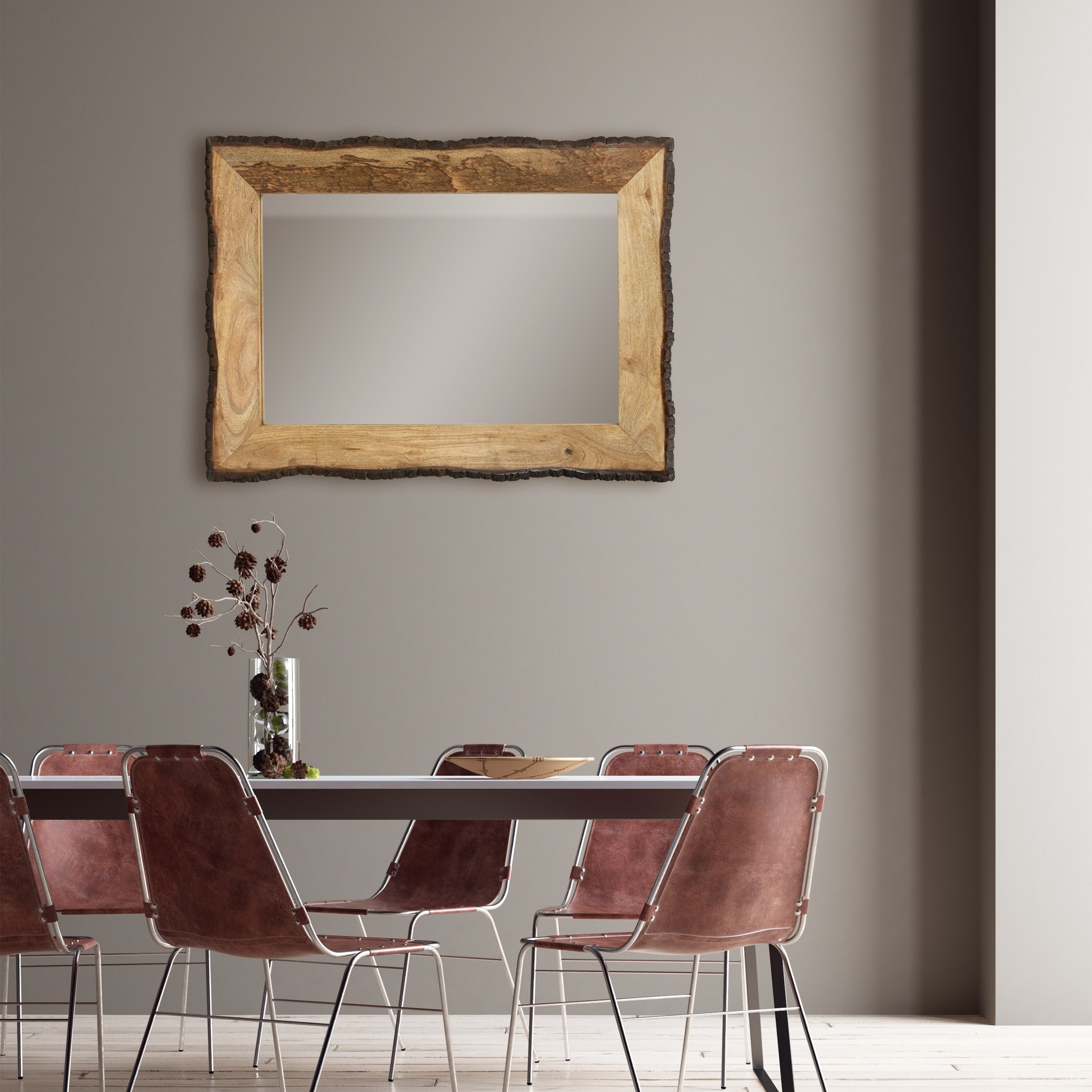 Specchio da parete rettangolare in legno e vetro marrone e marrone chiaro Lamont River of Goods - 39 x 1,25 x 28