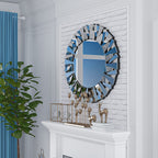 Grandi specchi decorativi rotondi, specchi da parete in vetro artistico, specchi decorativi - 32 pollici di larghezza x 32 pollici di altezza