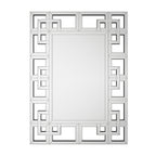Grande specchio da parete con cornice geometrica e accenti argentati