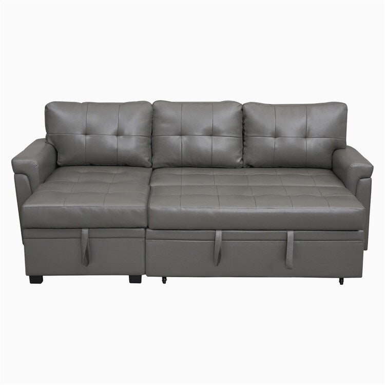 Divano componibile reversibile con letto estraibile, chaise longue con contenitore nascosto e gambe resistenti
