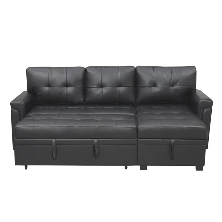 Divano componibile reversibile con letto estraibile, chaise longue con contenitore nascosto e gambe resistenti