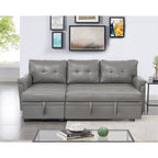 Divano componibile reversibile con letto estraibile, chaise longue con contenitore nascosto e gambe resistenti