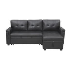 Divano componibile reversibile con letto estraibile, chaise longue con contenitore nascosto e gambe resistenti