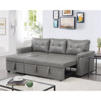Divano componibile reversibile con letto estraibile, chaise longue con contenitore nascosto e gambe resistenti