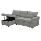 Divano componibile reversibile con letto estraibile, chaise longue con contenitore nascosto e gambe resistenti